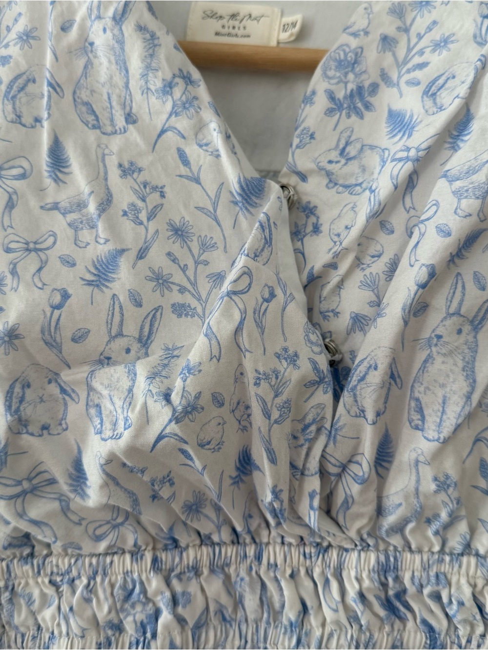 Shop The Mint Girls Dress Ruffle Blue Spring Bunnies Size 12-14. - Picture 2 of 4